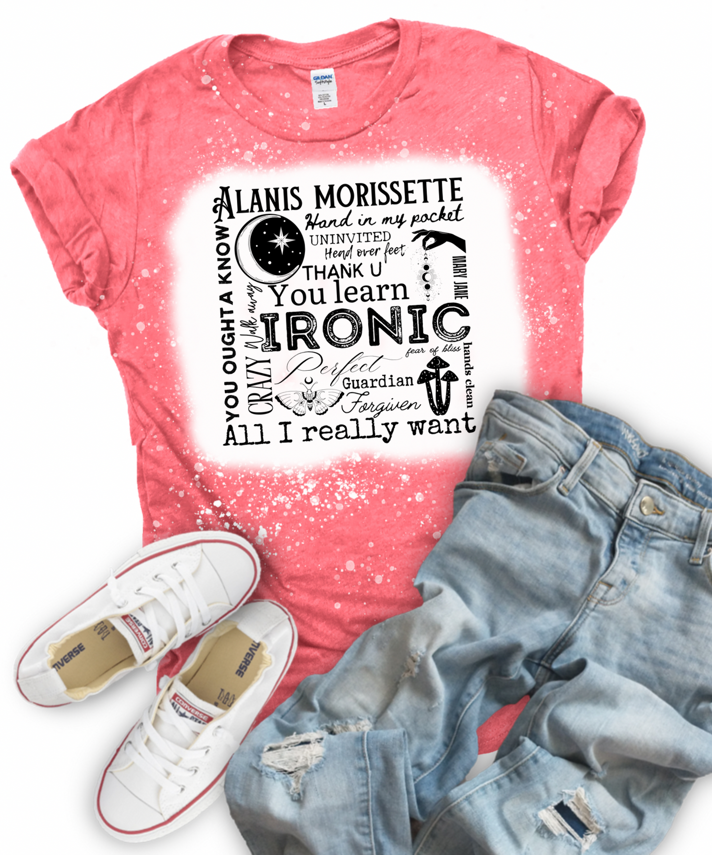 Hand in My Pocket, Triple Moon Tour, Alanis Morissette, 90s Music TShirt, Raised on 90s Music, Jagged Little Pill, Joan Jett, bleached tee