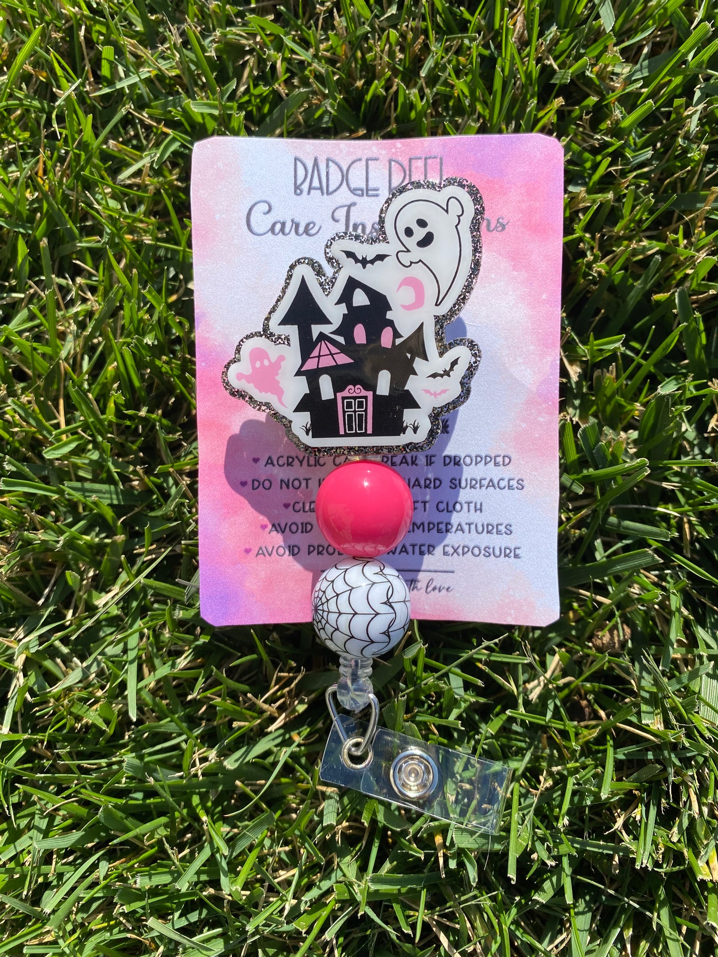 Haunted Ghost Mansion Badge Reel Halloween Beads
