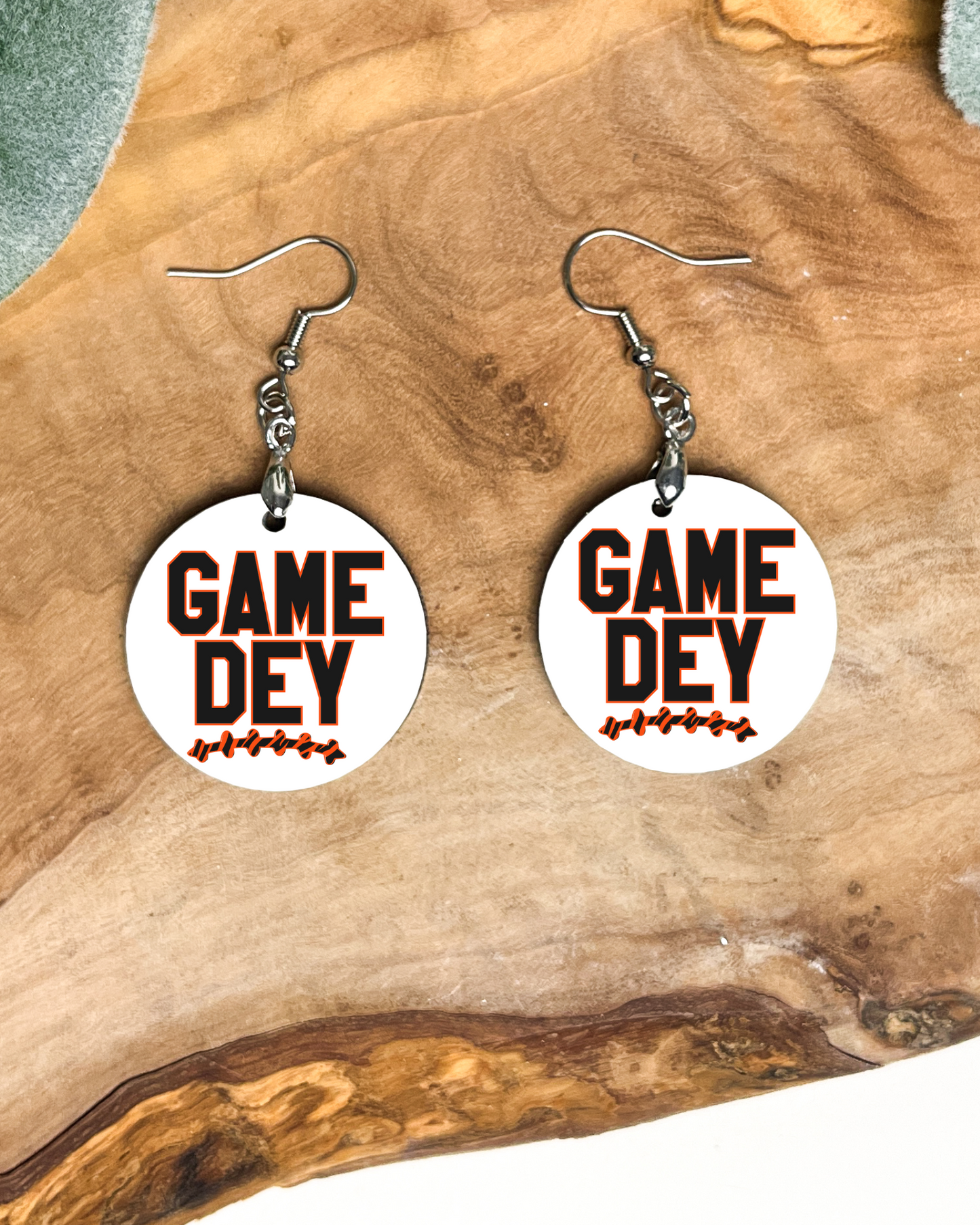 Bengals Game Dey 1 inch hypoallergenic Earrings