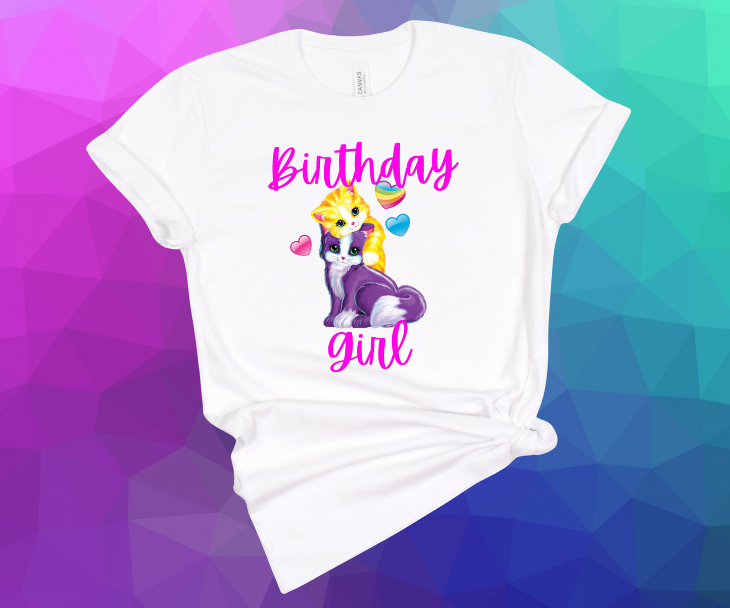 90s inspired Birthday Girl Kitten Tee youth/adult