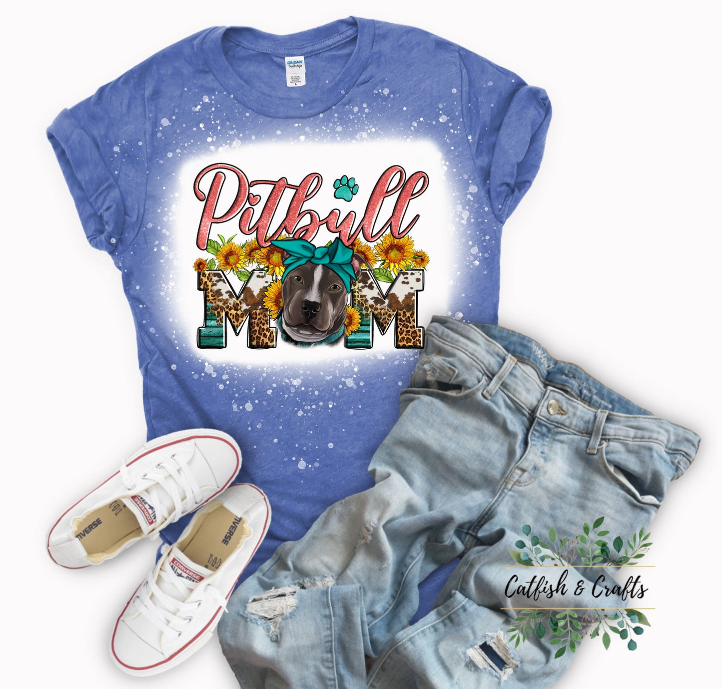 Pitbull Mom Bleached Tee