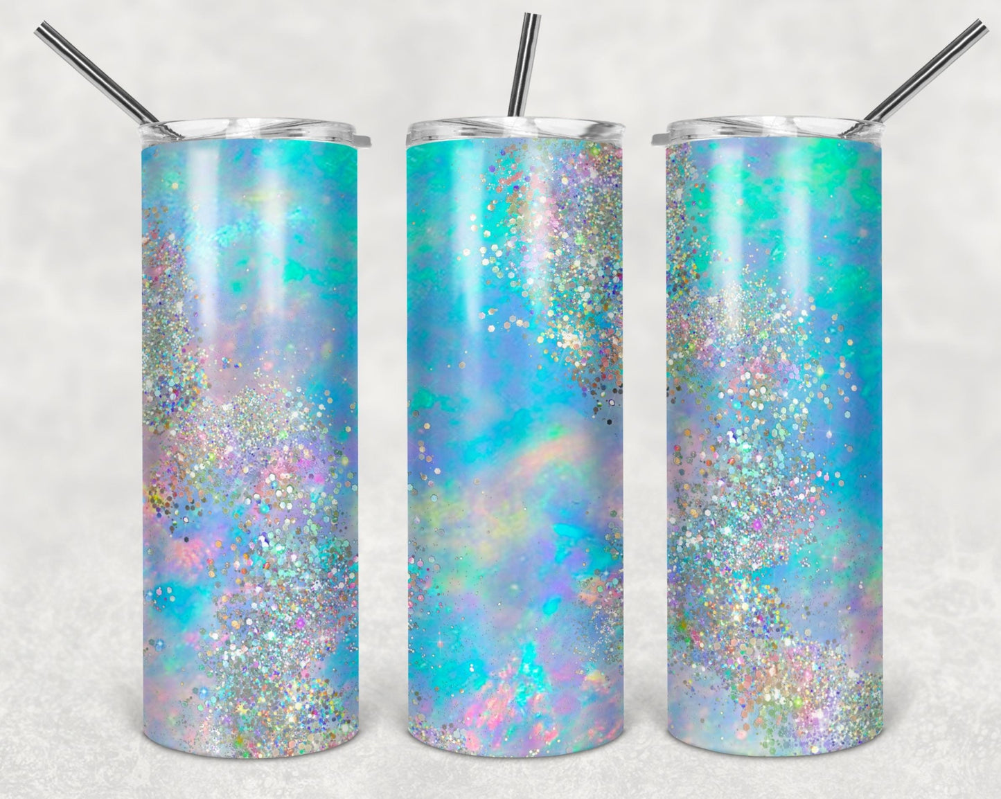 Blue Marble Turquoise Glitter 20oz Straight Tumbler