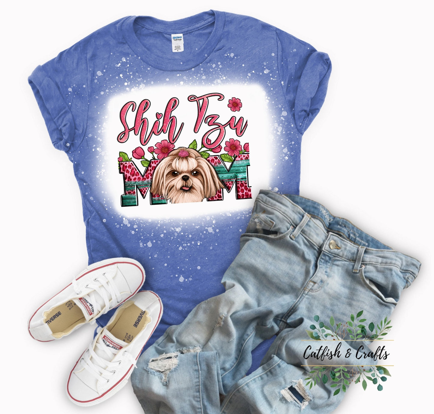 Shih Tzu Mom Bleached Tee