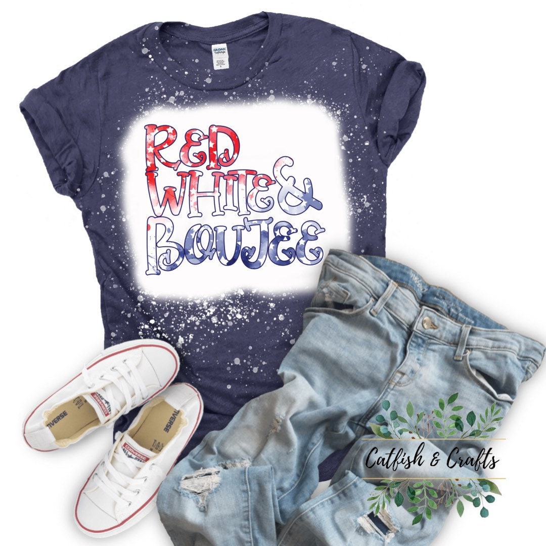 Red, White, and Boujee Bleached Tee