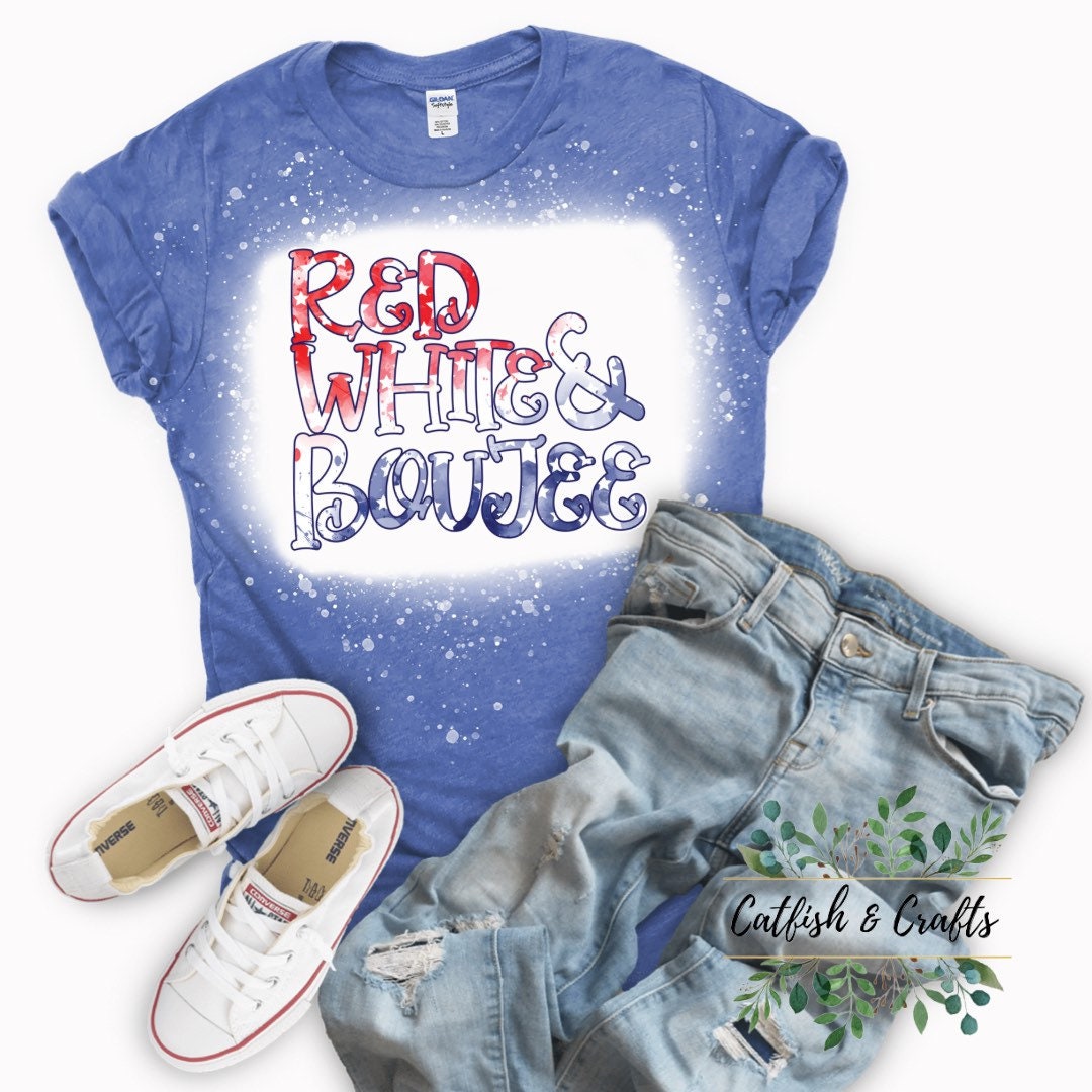 Red, White, and Boujee Bleached Tee