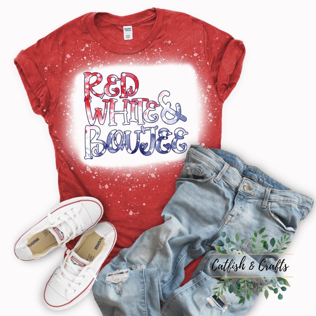 Red, White, and Boujee Bleached Tee