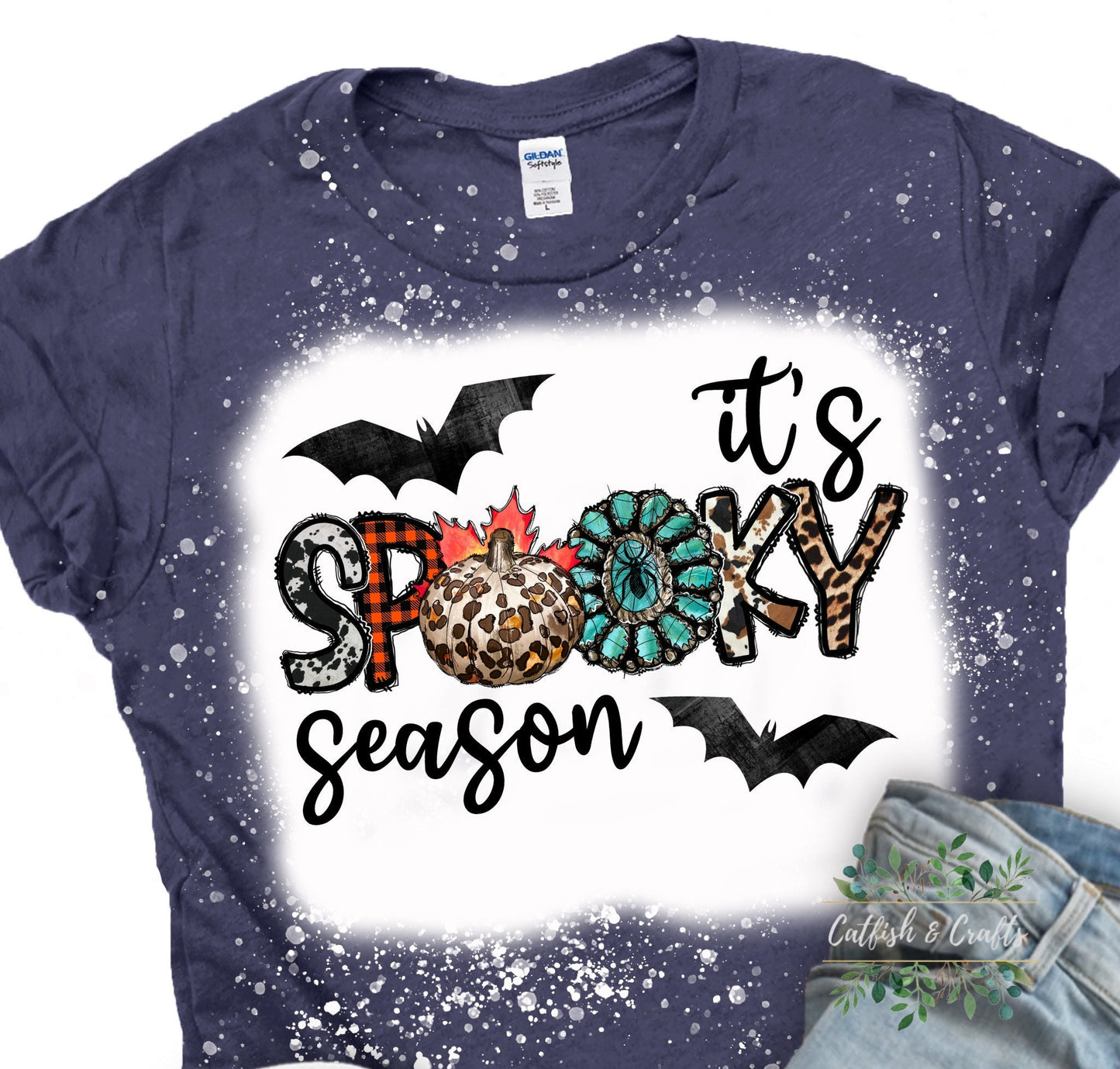 Spooky Season Halloween Bleached Tee