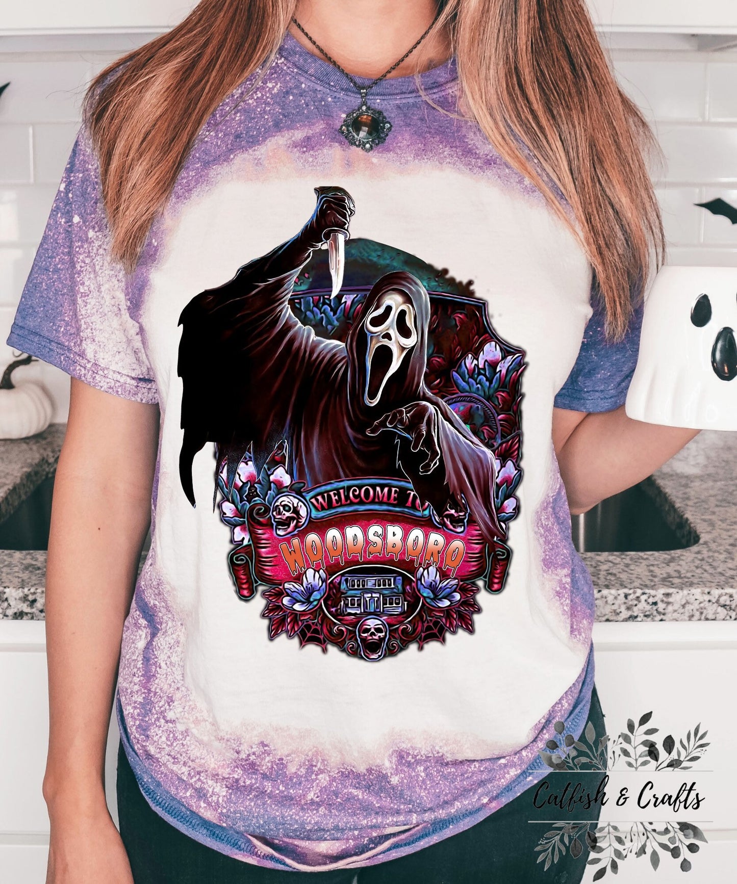 Welcome to Woodsboro Halloween Horror Bleached Tee