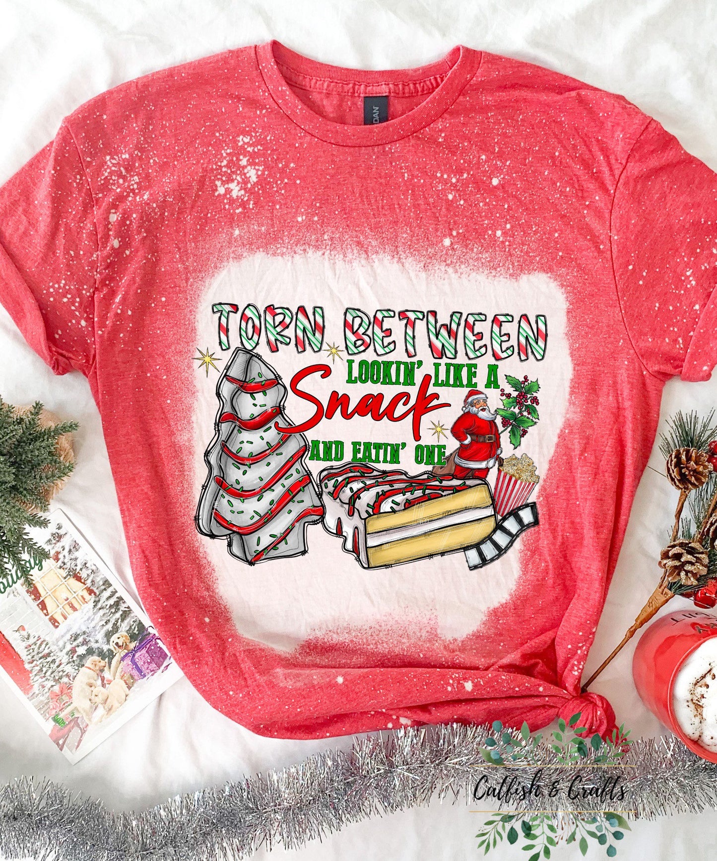 Torn between lookin like a snack, Holiday, Christmas Bleached Tee