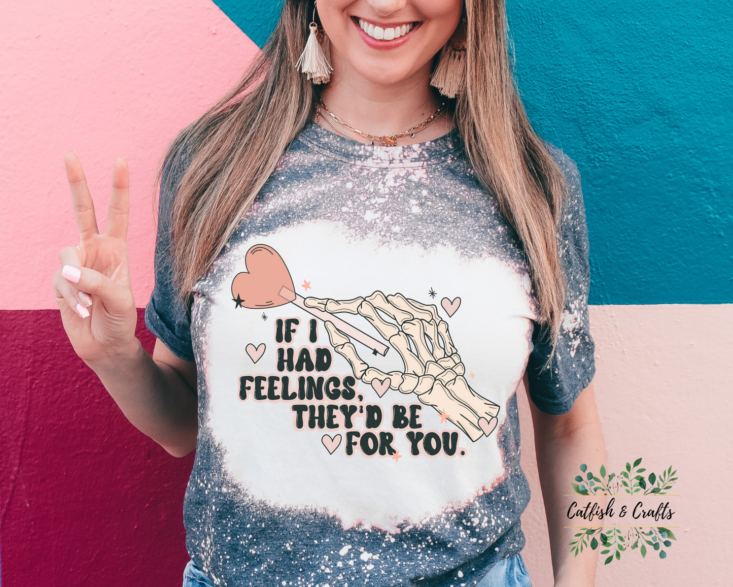 Valentine’s Day Feelings Skeleton Bleached Tee