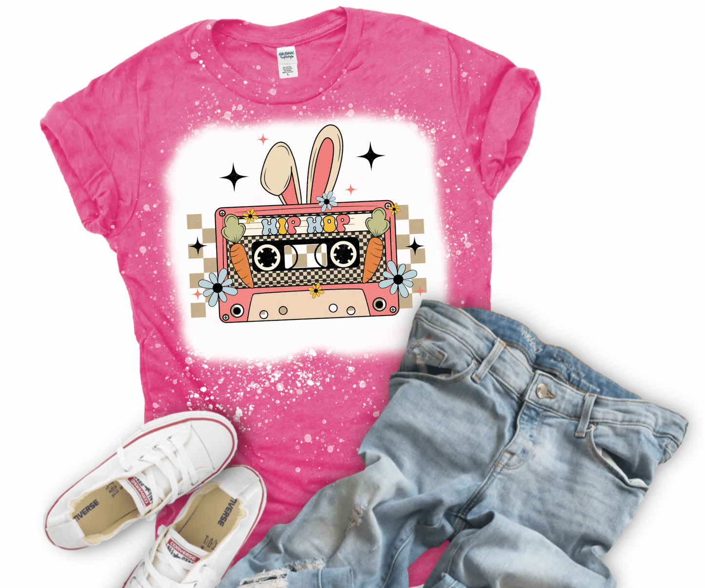 Retro Cassette Easter Bleached Tee