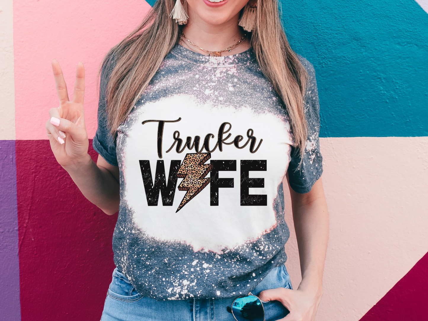 Trucker Wife Bleached Tee