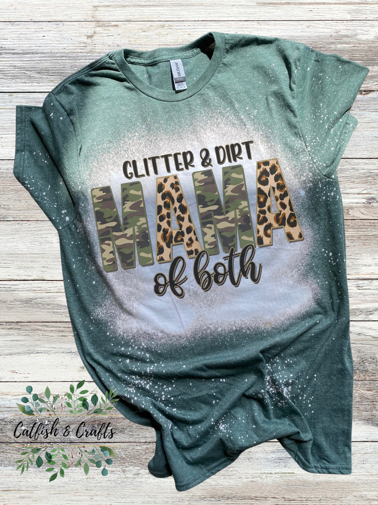 Glitter Dirt Mama of Both Mom Bleached Tee