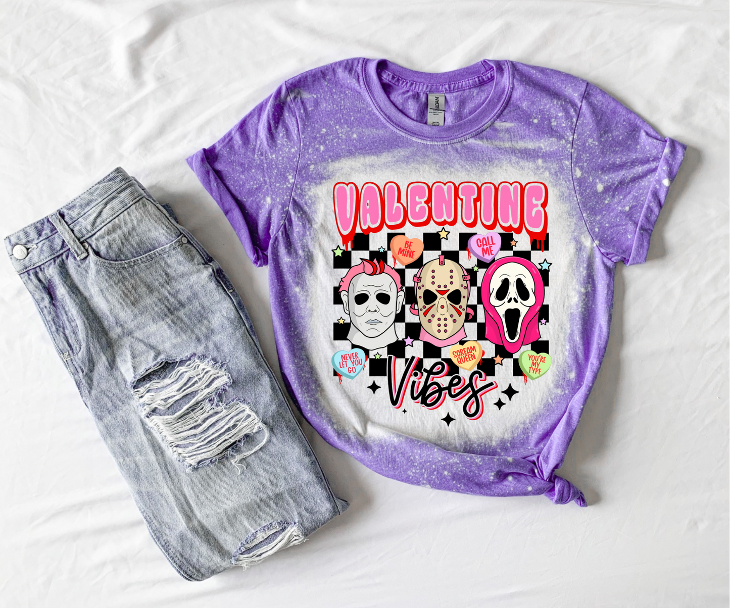 Valentine’s Day Vibes Michael Scream Bleached Tee