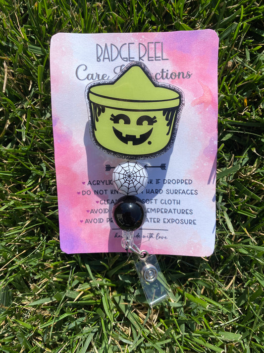 Boo Bucket Gree Badge Reel Halloween Beads