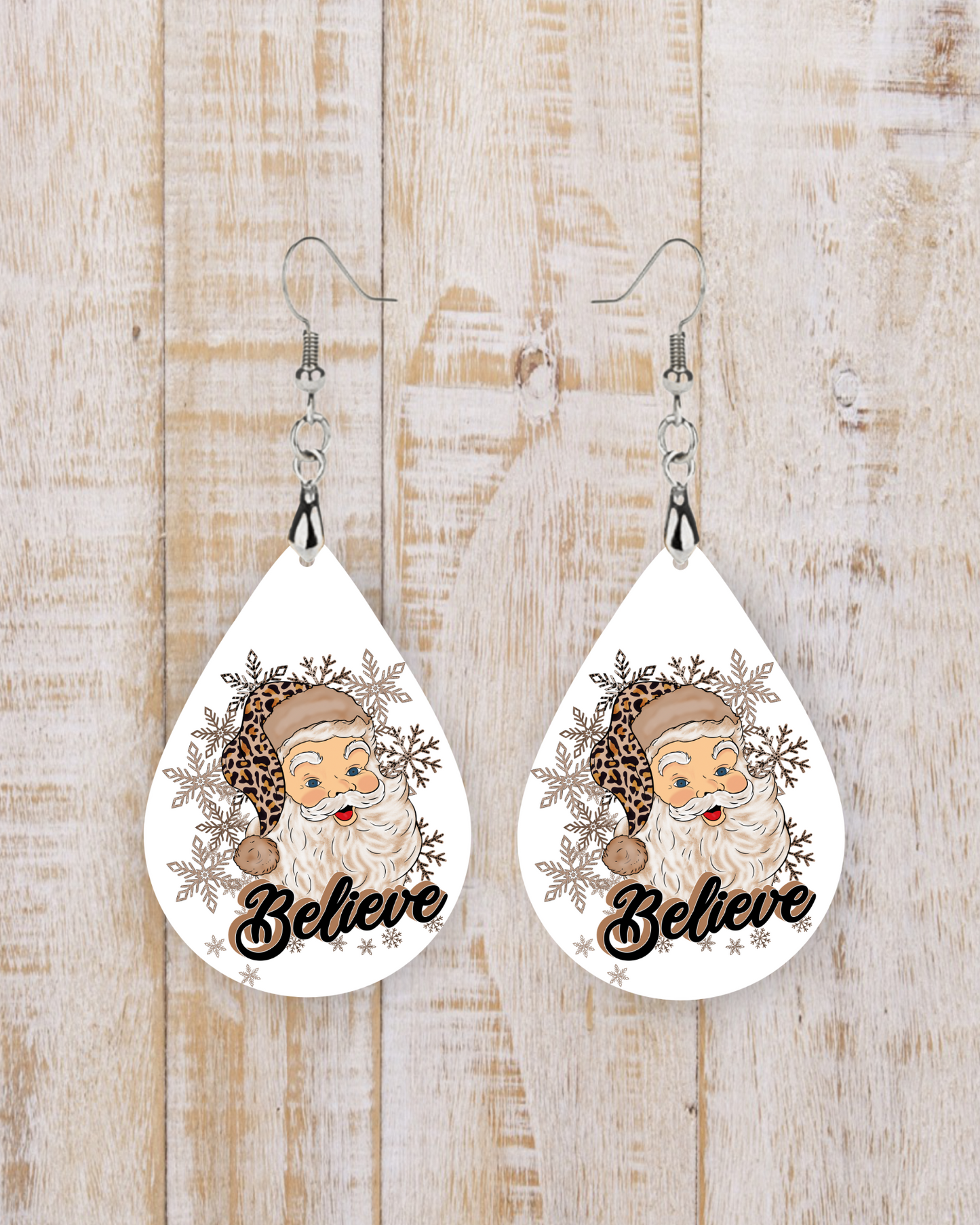 Santa Christmas Believe 1 inch hypoallergenic Earrings