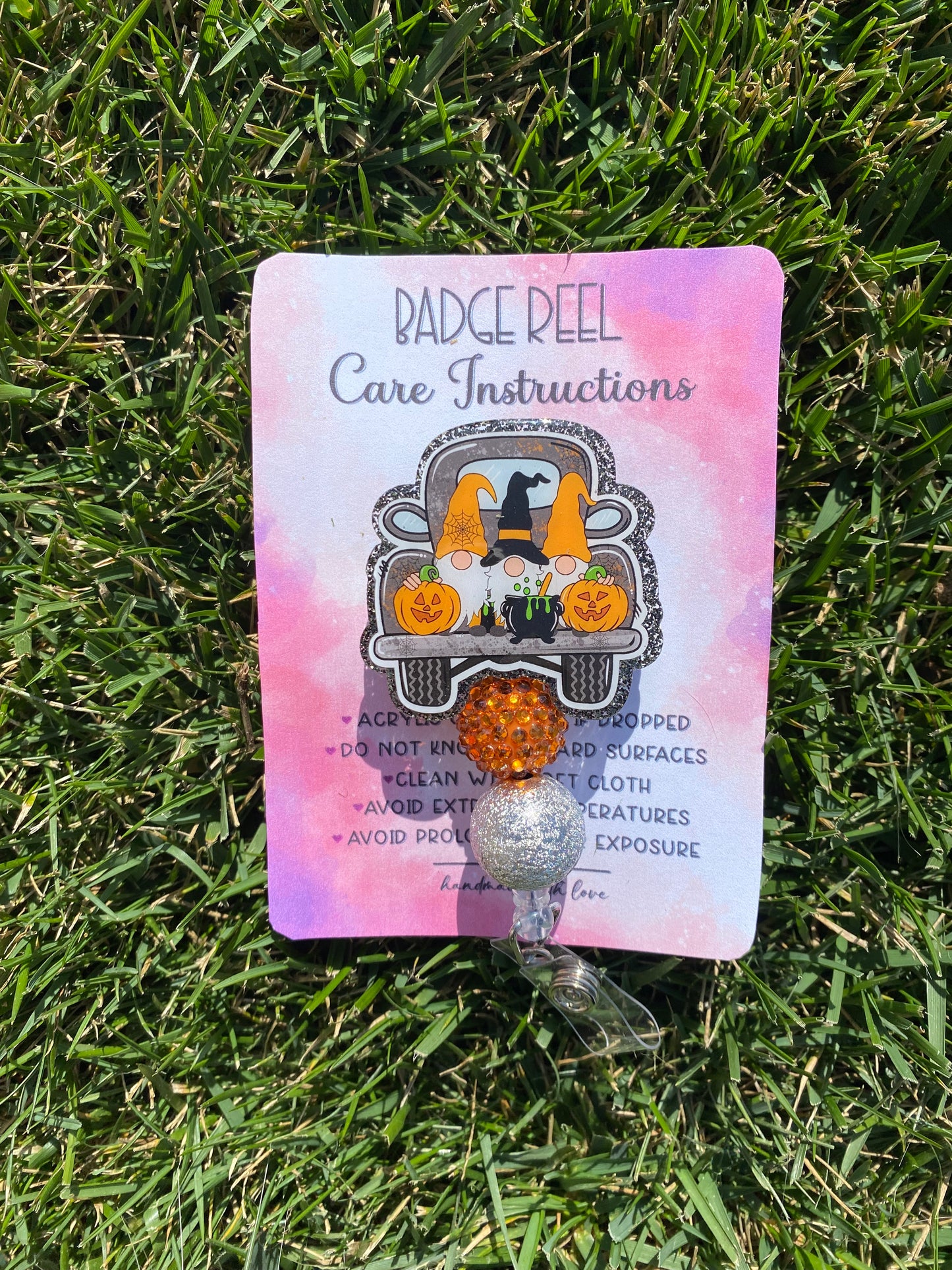 Gnome Truck Badge Reel Halloween Beads