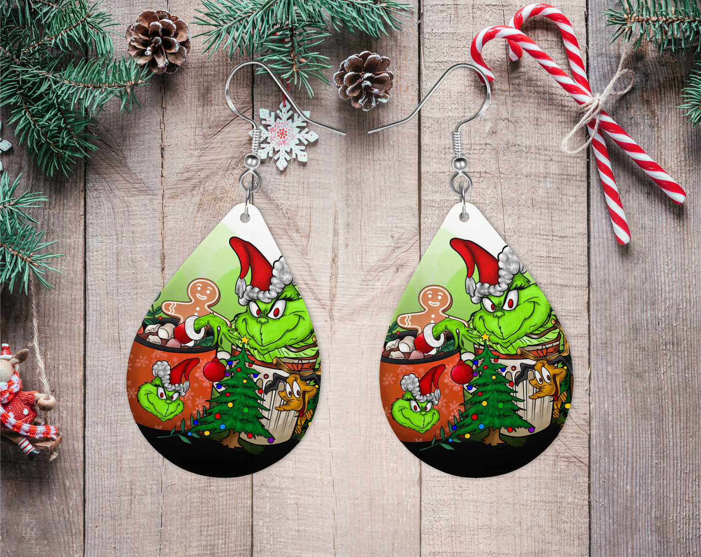 Grinch Christmas 1 inch hypoallergenic Earrings