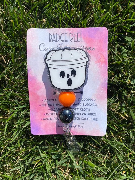 Boo Bucket Ghost Badge Reel Halloween Beads