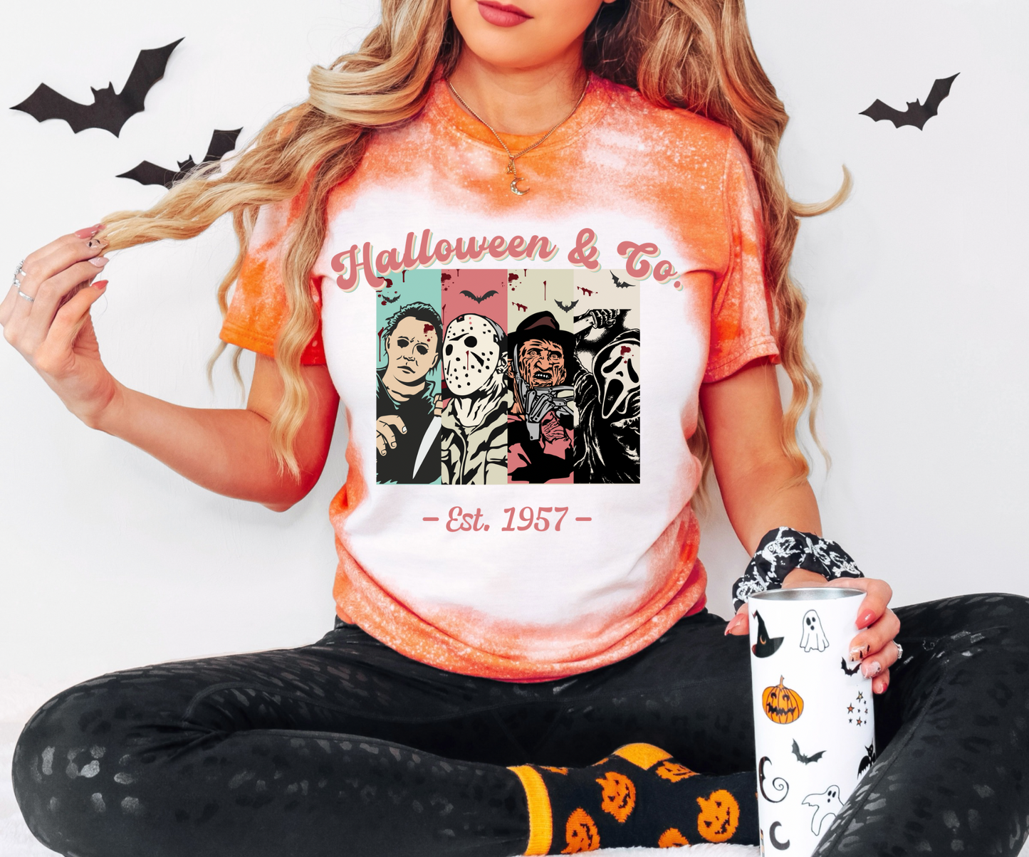 Halloween and Co Bleached Tee Retro Look