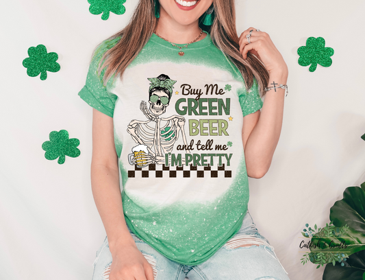 Green Beer St. Patrick's Day Bleached Tee