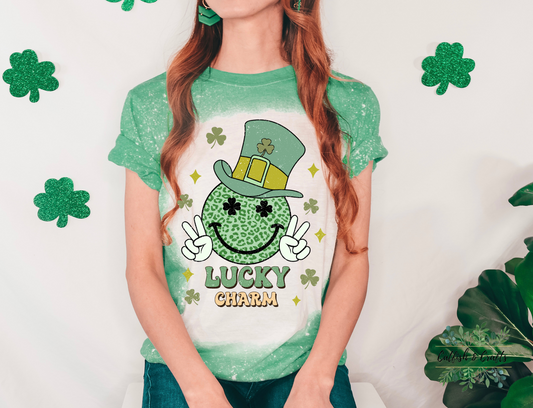 St. Patrick's Day Lucky Charm Bleached Tee