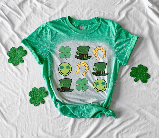 St. Patrick's Day Lucky Retro Bleached Tee