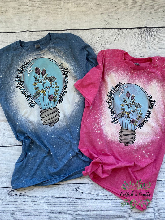 Let your light shine! Autism Awareness Bleached Tee