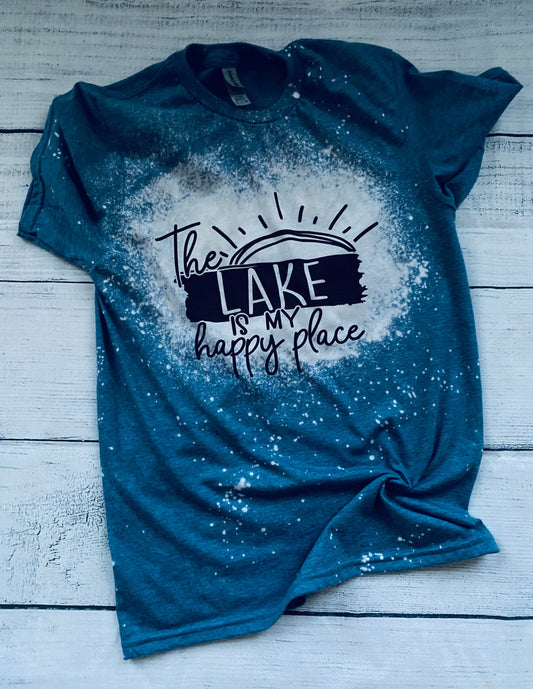 The Lake is My Happy Place Bleached Tee