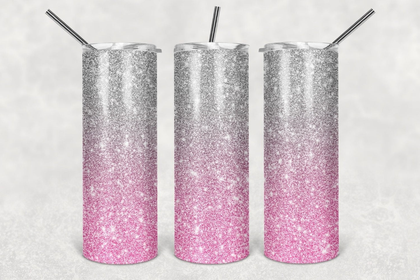 Pink and Gray Glitter 20oz Straight Tumbler