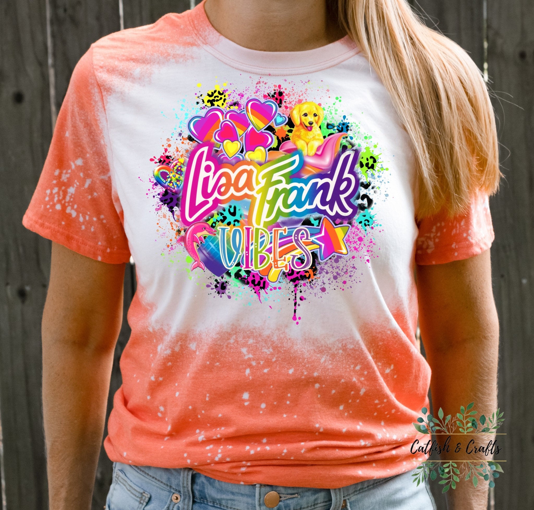 Lisa Frank Inspired 90s Vibes Bleached Tee – Catfish & Crafts
