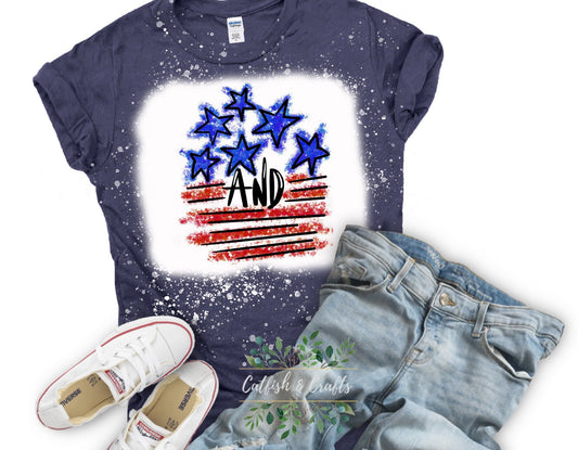America Stars and Stripes July 4th Tee