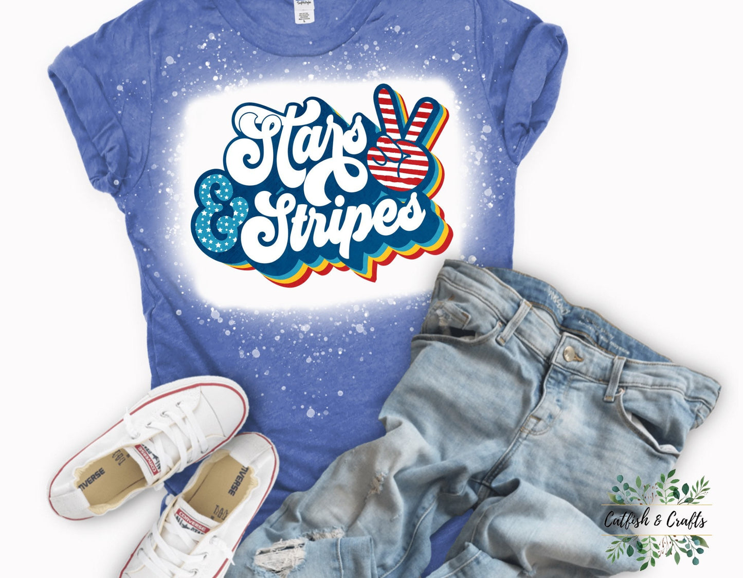 Stars and Stripes America 4th of July Bleached Tee