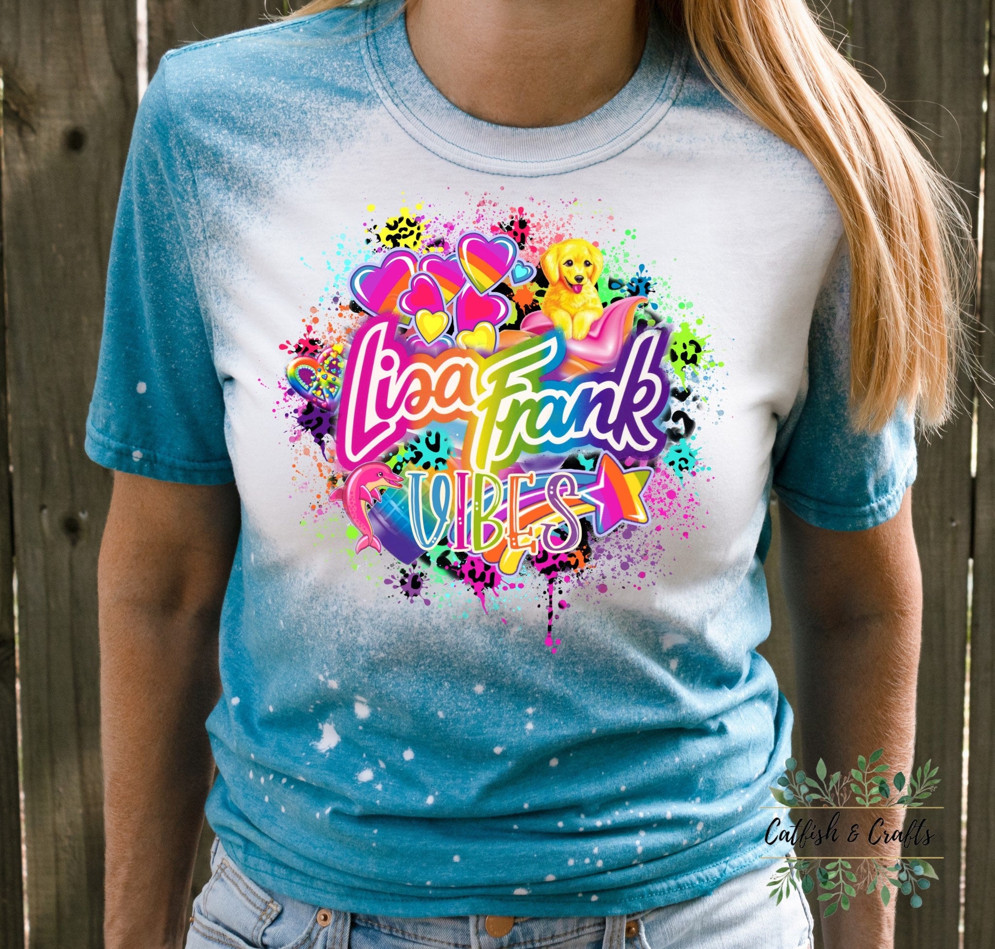 Lisa Frank Inspired 90s Vibes Bleached Tee