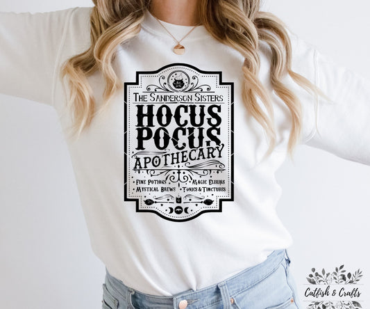 Hocus Pocus Sanderson Sister Apothecary Black Print Halloween Sweatshirt/Hoodie