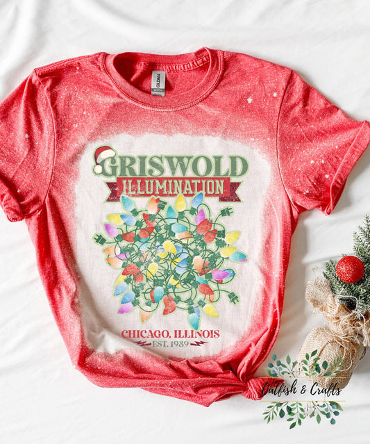 Lights, Griswold, Holiday, Christmas Bleached Tee