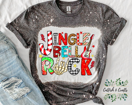 Jingle Bell Rock, Holiday, Christmas Bleached Tee