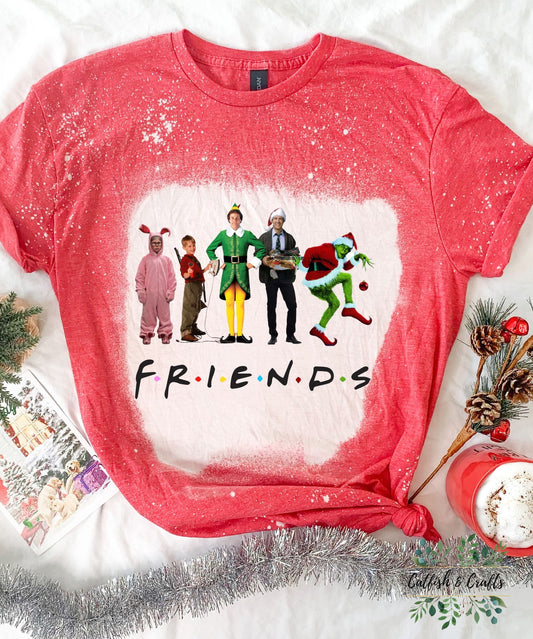 Friends Holiday Christmas Bleached Tee