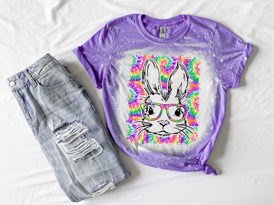 Easter Bunny Color Tie Dye Bleached Tee