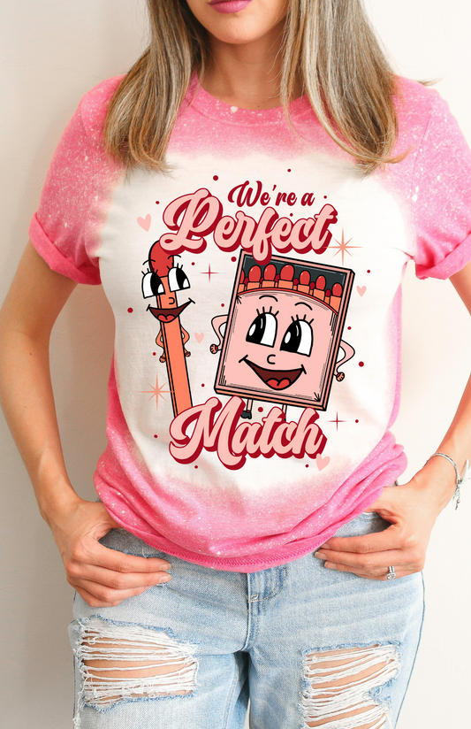 Valentine’s Day Perfect Match Bleached Tee